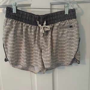 Vuori Light Gray Patterned Athletic Drawstring Shorts